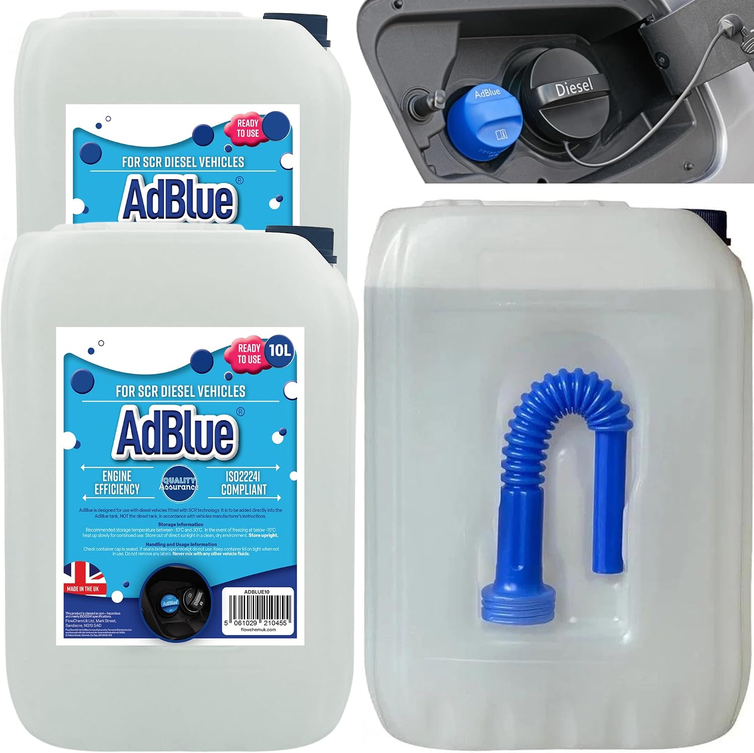 STORM TRADING GROUP AdBlue 5L & 10L Makes & Models Complete With Easy To Pour Spout Preventing Spills (1, 5 Litres)