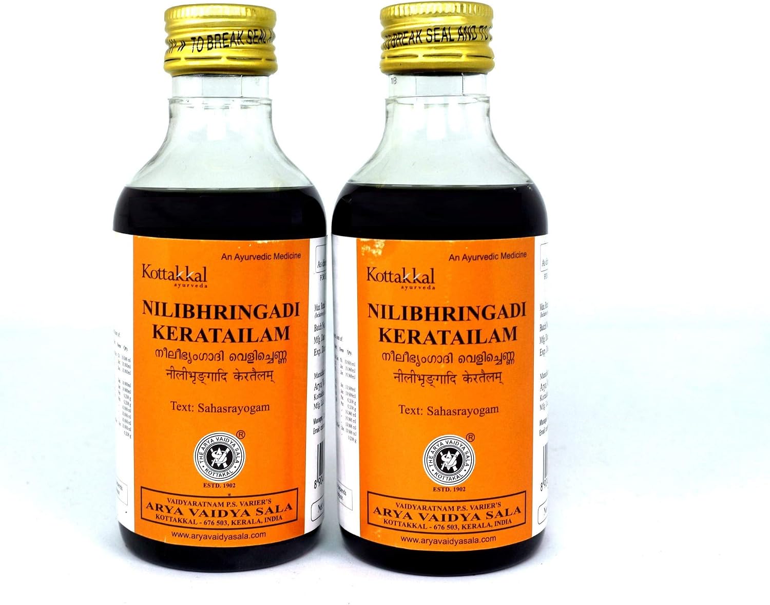 Kottakkal Arya Vaidya Sala Neelibringadi Kera Tailam -200 Ml (Pack of 2)