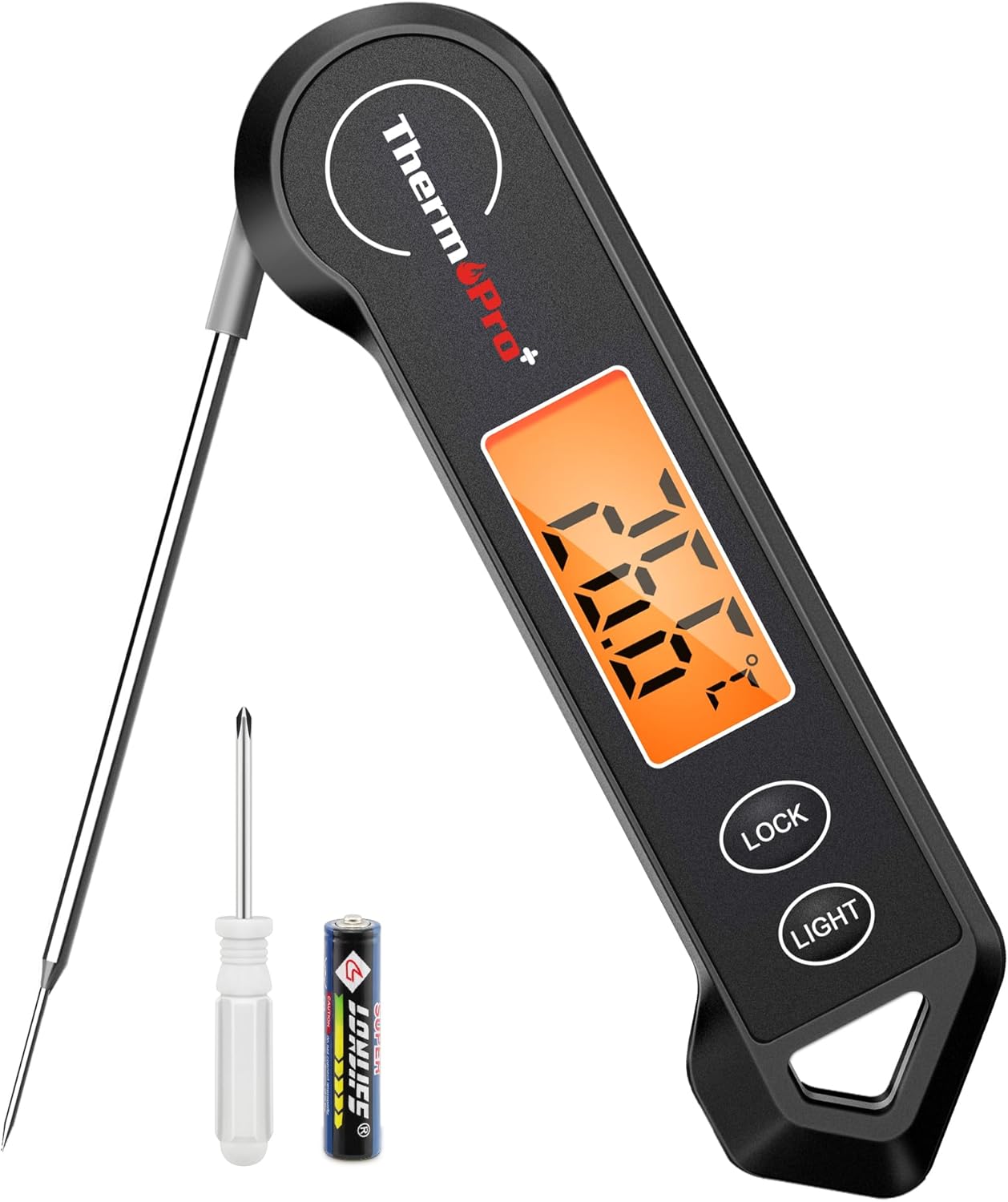 ThermoPro TP19HB Digital Meat Thermometer with Ambidextrous Kitchen Food Temperature probe, Waterproof Backlit Cooking Thermometer Probe for BBQ Grill Smoker Oil Fry Candy Instant Read Thermometer