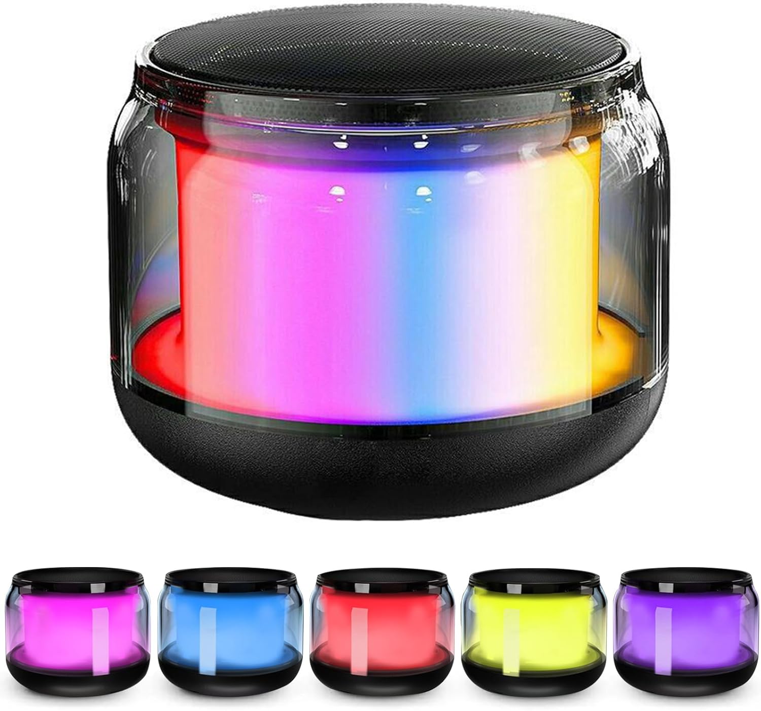Mokeum Portable Bluetooth Speaker, Mini Wireless Speakers Bluetooth 5.0 Outdoor Speaker with RGB LED Light, TWS Dual Pairing, TF Card Play Support, Party, Camping, Travel (Multicolor)