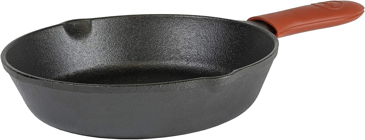 Lodge Cast Iron Skillet with Mini Silicone Handle Holder, 8 Inches