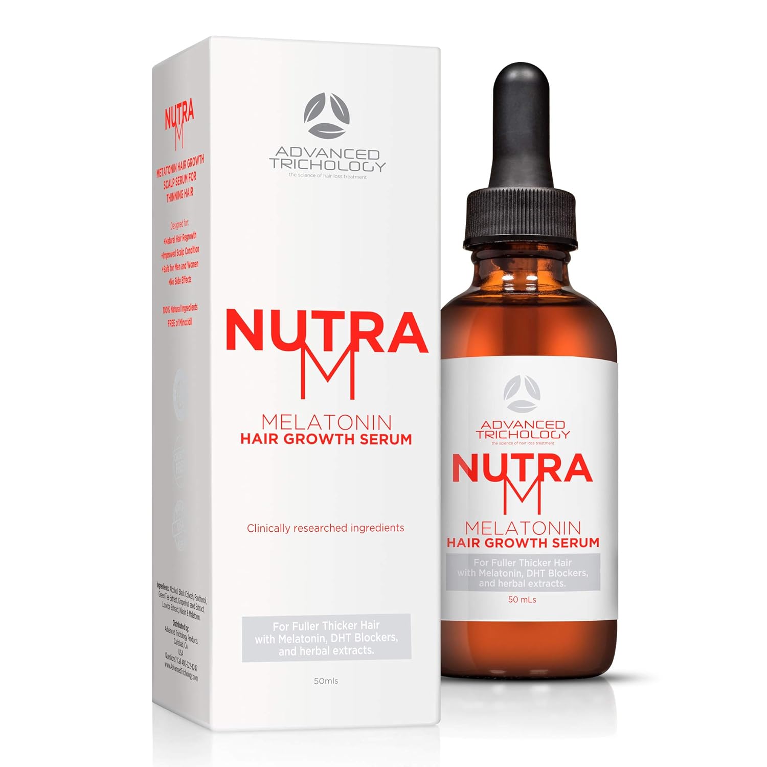 Advanced Trichology NutraM™ Hair Serum – Dermatologist Tested, Approved* by American Hair Loss Association | Scalp DHT Blocker for Thinning Hair Men and Women - 2 Fluid Ounce (Pack of 1)