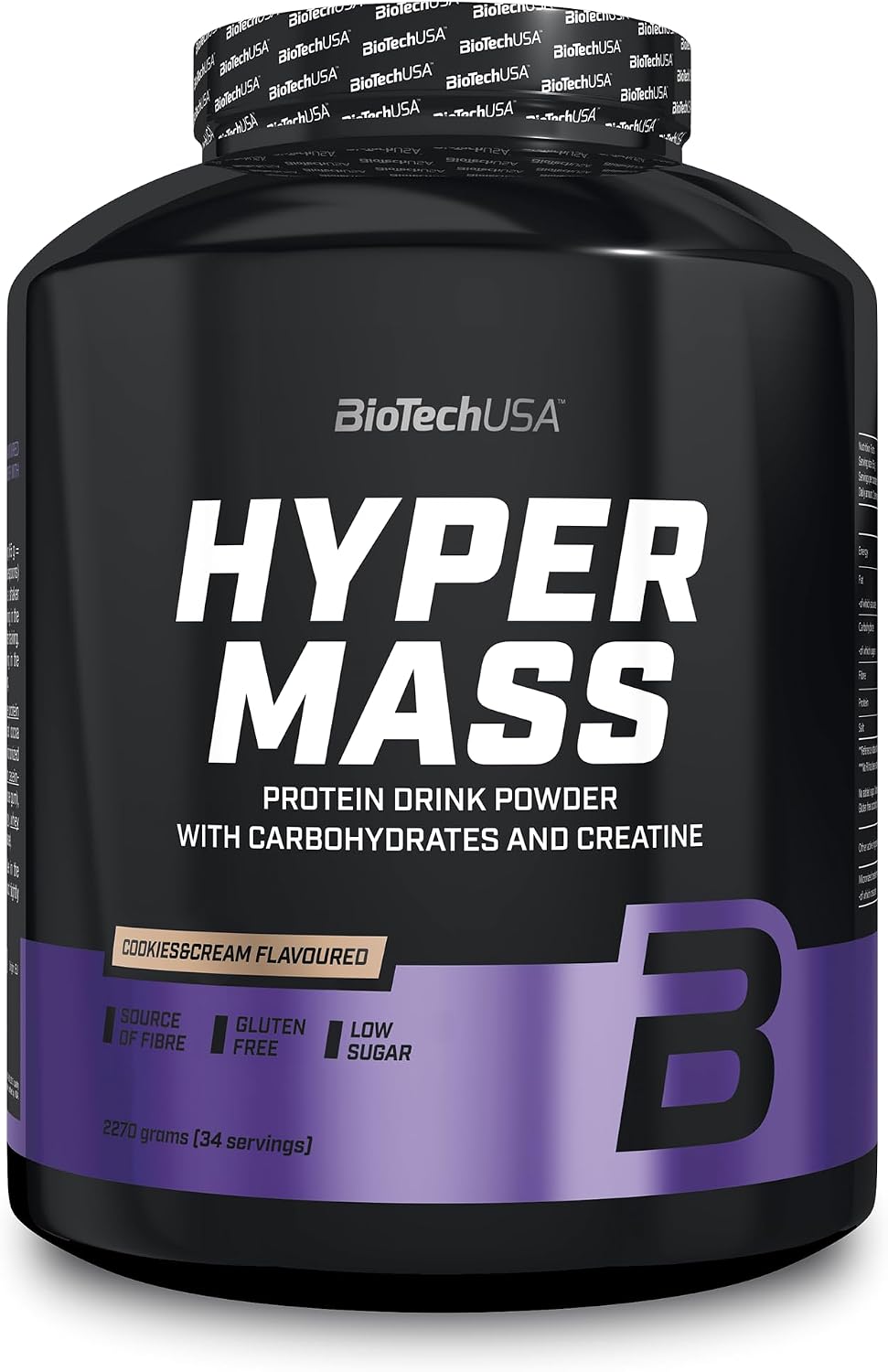 BioTechUSA Hyper Mass - Mass Gainer with Carbs & Protein Blend | Micronised Creatine | Gluten-Free, 2.27 kg, Cookies & Cream