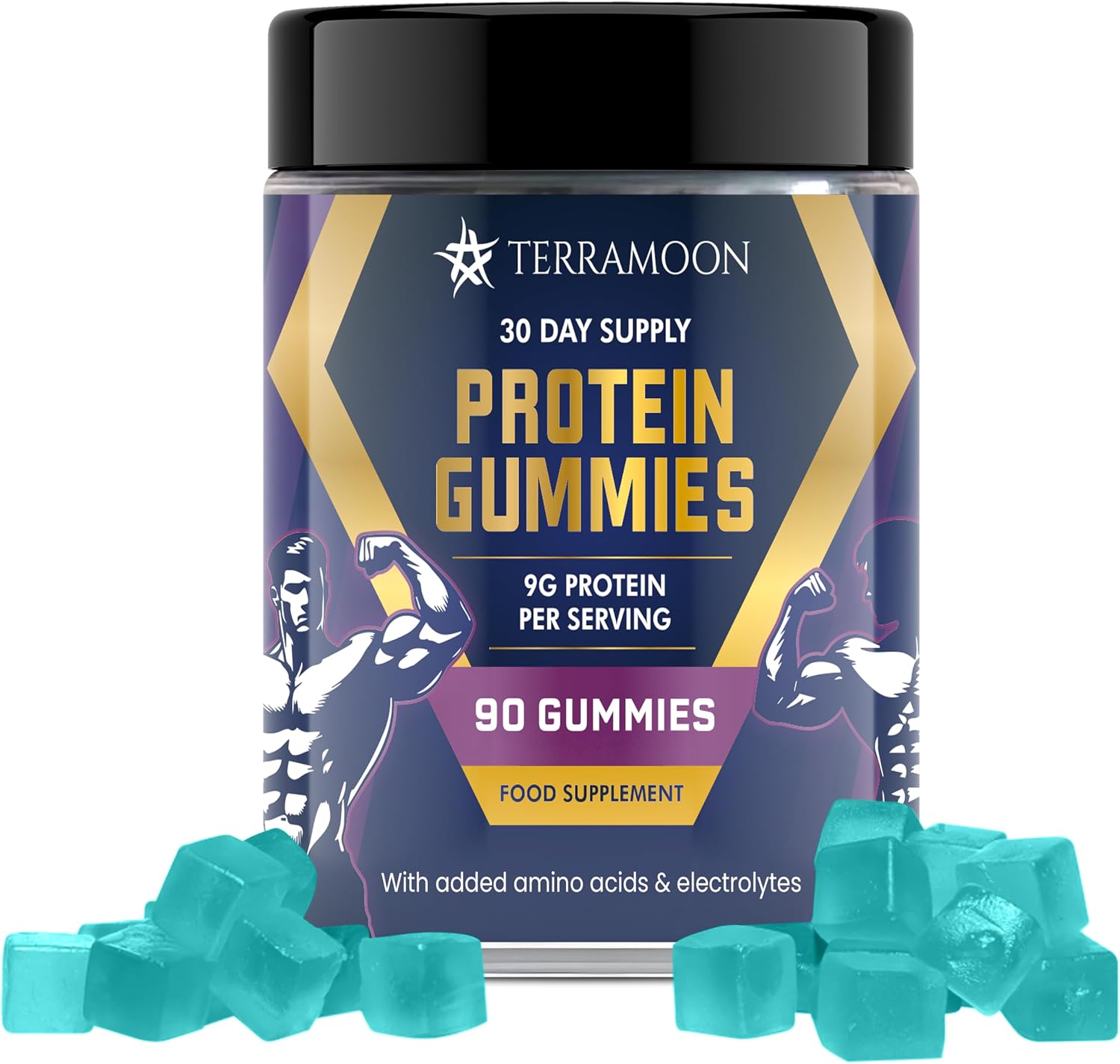 Protein Gummies, 9g Protein Per Serving, 90 Gummies, 30-Day Supply with BCAA and Electrolytes