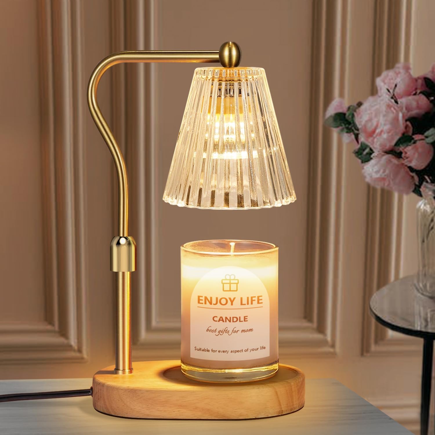 Candle Warmer Lamp with Timer Dimmer Adjustable Height for New Home Bedroom,Mothers Day Gifts,Vintage Home Decor for Scented Jar