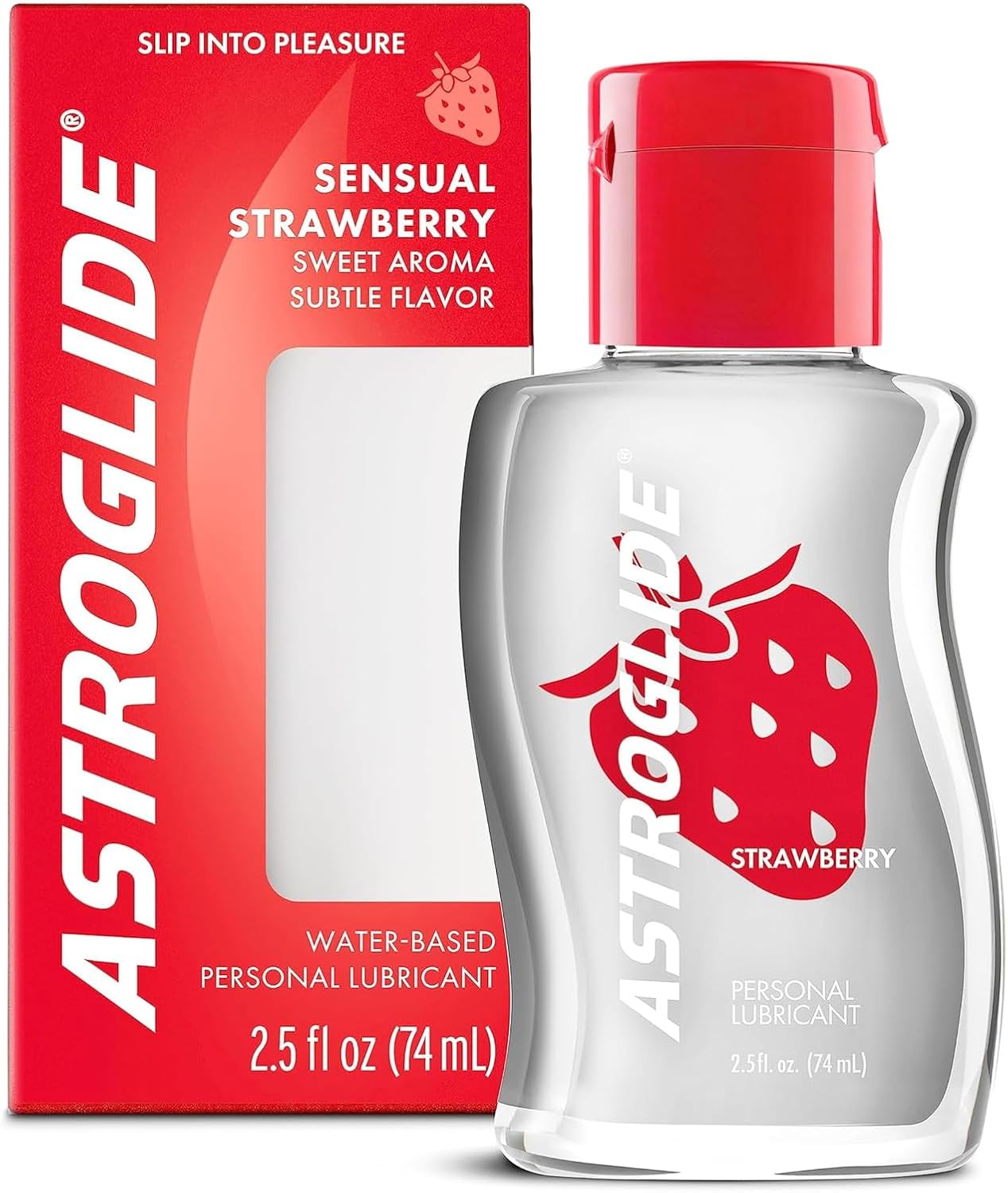 Astroglide Water Based Flavored (2.5oz), Edible Strawberry Personal Lubricant for Men, Women and Couples, Travel-Friendly Size