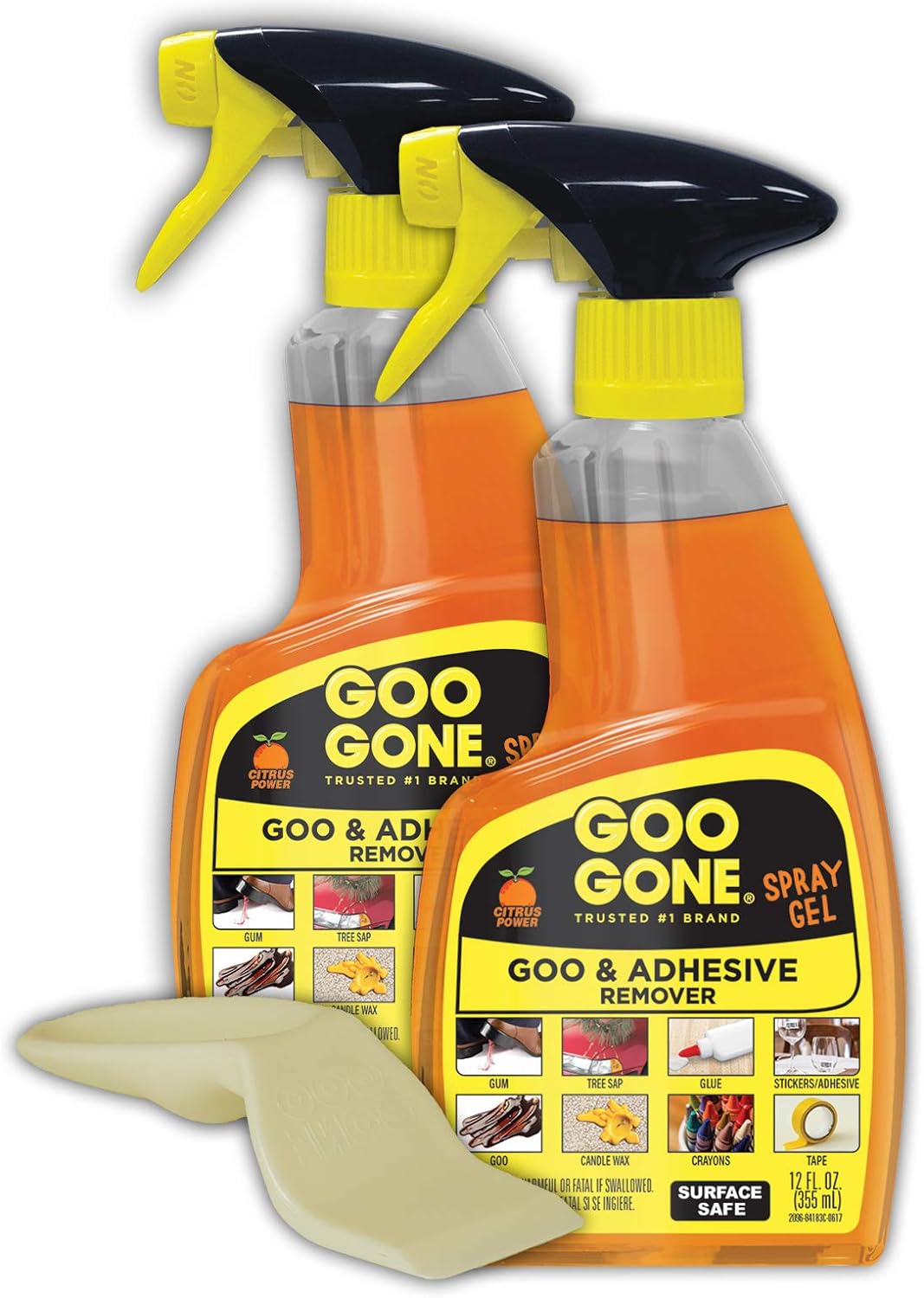 Goo Gone Adhesive Remover Spray Gel, Removes Chewing Gum, Grease, Tar, Stickers, Labels, Tape Residue, Oil, Blood, Lipstick, Mascara, 2 Pack & Sticker Lifter