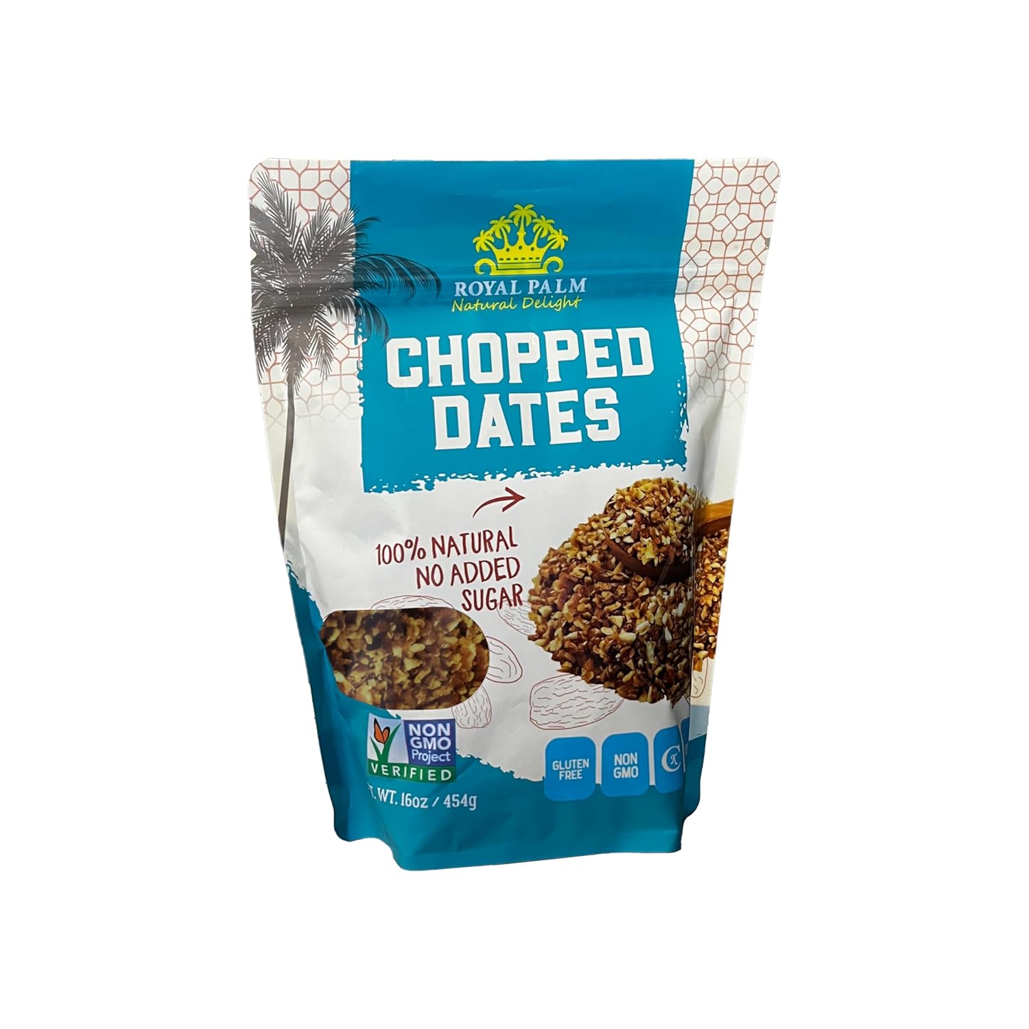 Royal Palm Chopped Dates | 16oz - 100% Natural & Pitted, Non-GMO, Kosher, No Added Sugar, Dried Fruit – Ideal for Baking, Cooking, & Snacking