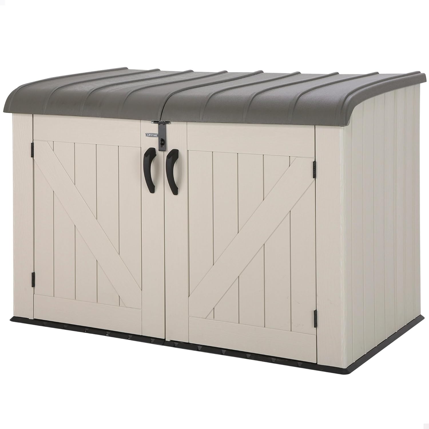 LIFETIME 60170 6 x 3.5 ft Heavy Duty Low Plastic Shed Horizontal Storage Box - Desert Sand/White