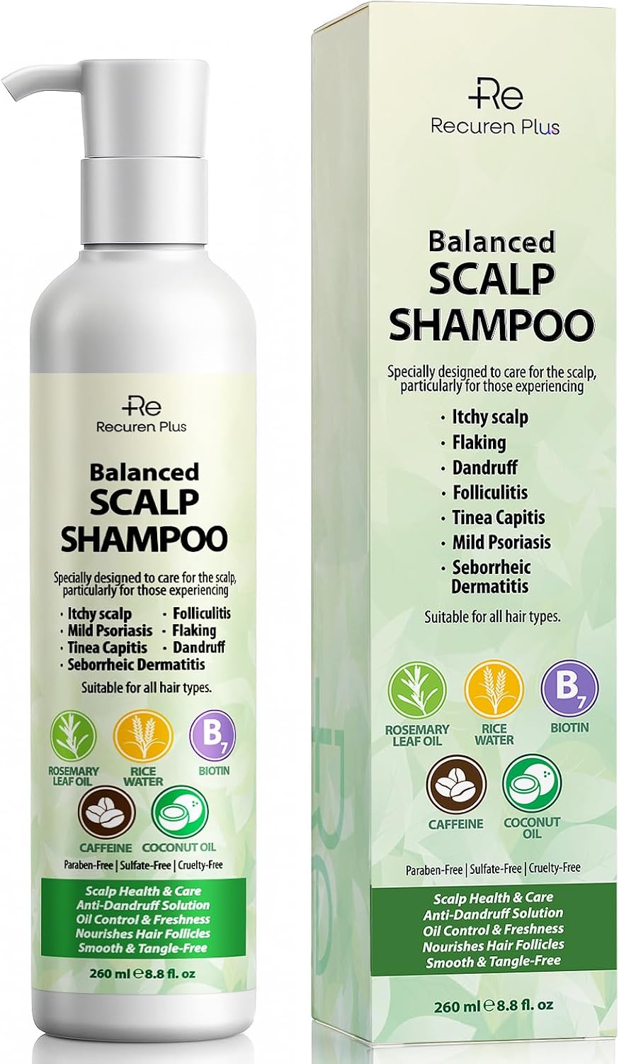 Psoriasis & Folliculitis Scalp Treatment Shampoo: Seborrheic Dermatitis Formula, Anti-Dandruff, Itchy and Dry Scalp Care with Salicylic Acid, Piroctone Olamine, Biotin, Rosemary, Coconut Oil