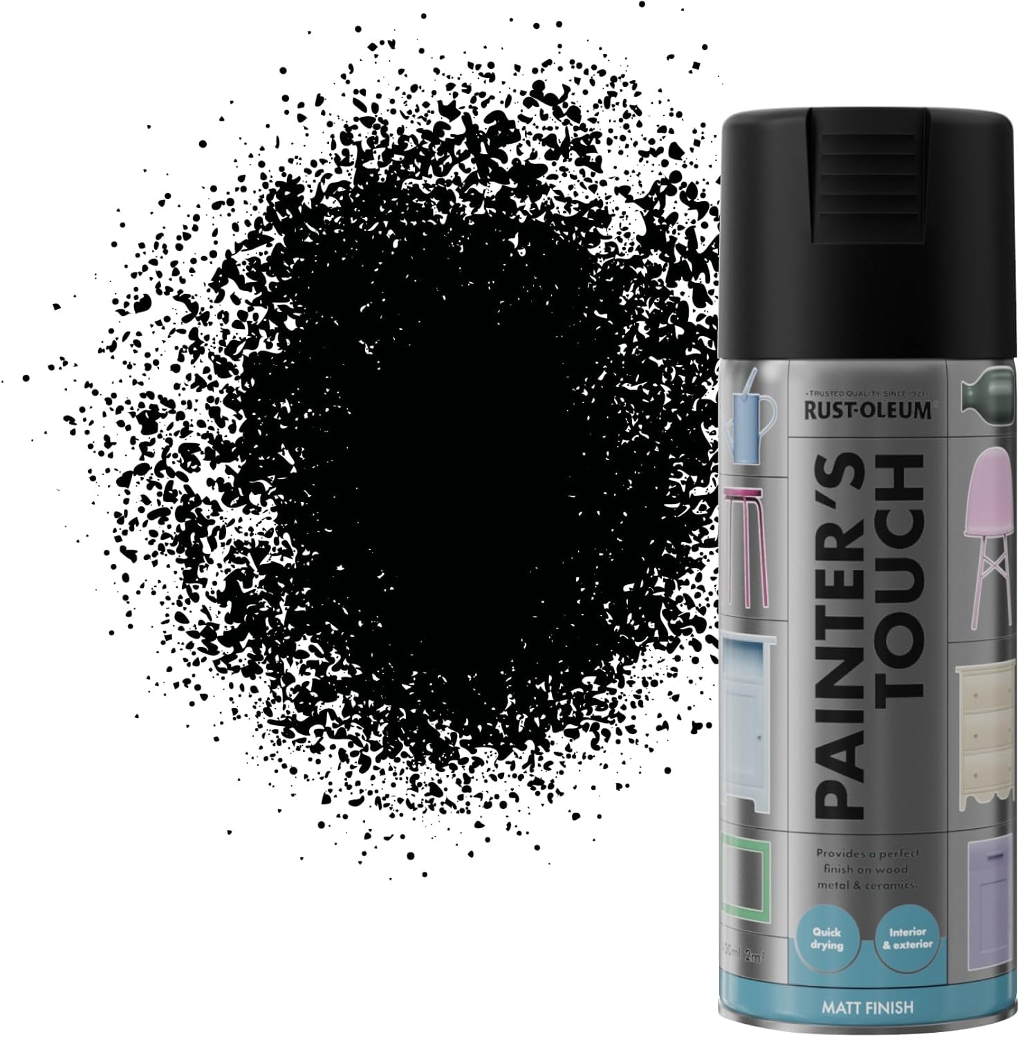 Rust-Oleum AE0040025E8 400ml Painter's Touch Spray Paint - Matt Black (Packaging may vary)