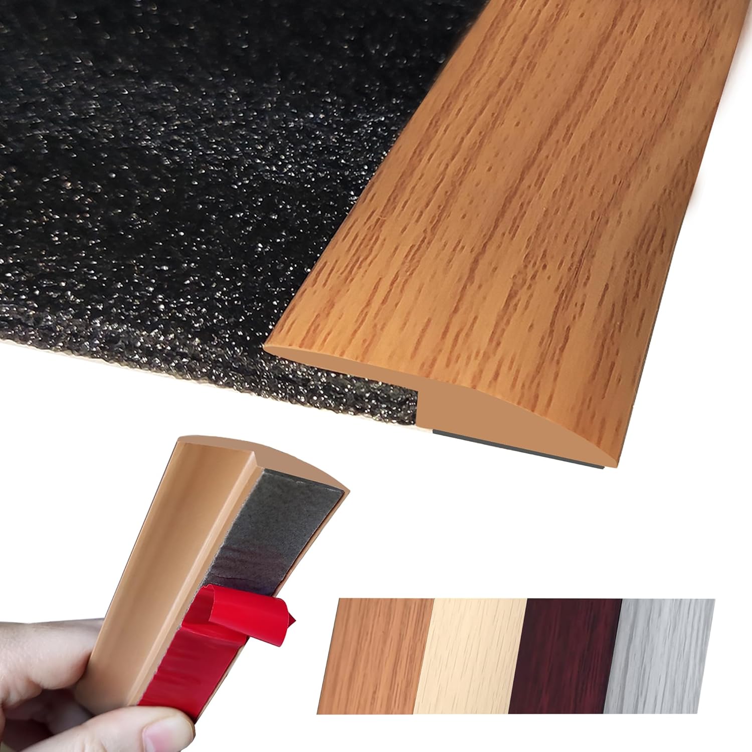 Floor Transition Strip Self Adhesive Carpet Wood Tile Vinyl Flooring Laminate Transition Cover Edge Trim Gap Doorway Threshold for Uneven Floors Heights Within 5 mm (40 inches, Light Brown Coffee)