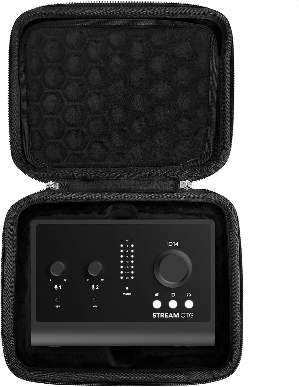 Musiin Audio Interface Case Compatible with Audient iD14 MKII | Interface/Stream OTG Soft Lining with Groove Fit,Mesh Pocket for Cables and Accessories,Ideal for Studio Recording and Travel
