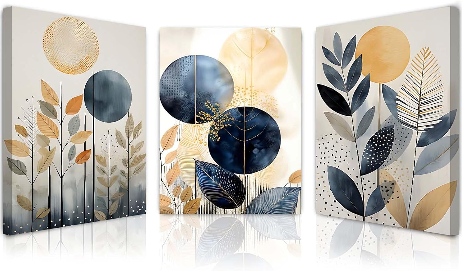 Qiukoo Framed Canvas Wall Art for Living Room & Bedroom – Set of 3 Modern Artwork Prints for Walls, Canvas Wall Art, Wall Decoration for Living Room, Pictures for Bedroom Walls, 12x16 Inch