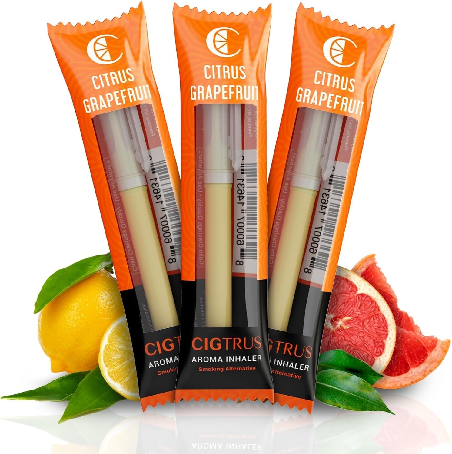 Cigtrus Quit Smoking Smokeless Inhaler – Natural, Nicotine-Free, Vaporless & Non-Electric – Helps Curb Cravings, Oral Fixation & Lung Detox Support – 3-Pack Grapefruit