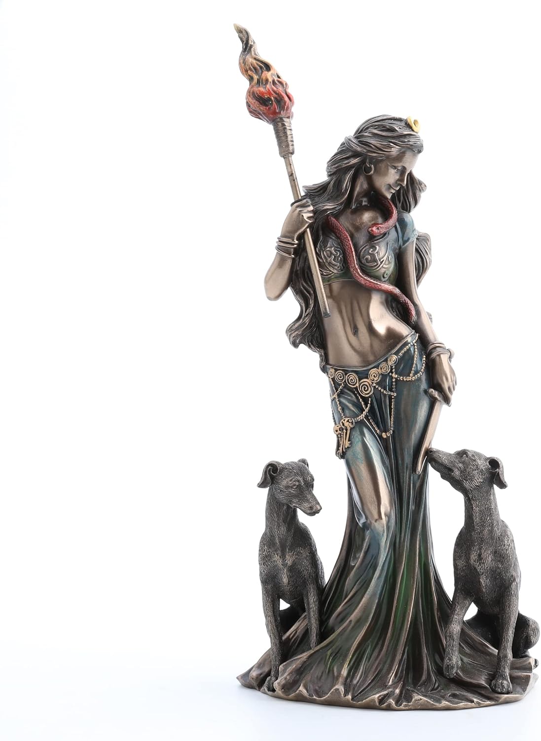 Veronese Design 13 3/8 Inch Hecate Greek Goddess of Magic with her Hounds Cold Cast Resin Sculpture Bronze Finish