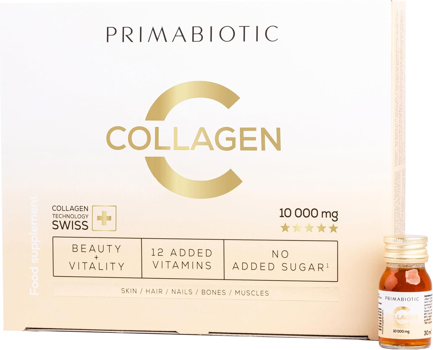Collagen Liquid – Primabiotic Collagen 10000 mg | 30 Shots of 30 ml (900 ml) | Premium Drink Supplement for Beauty | 95% Absorption | Skin, Hair & Joints Support.