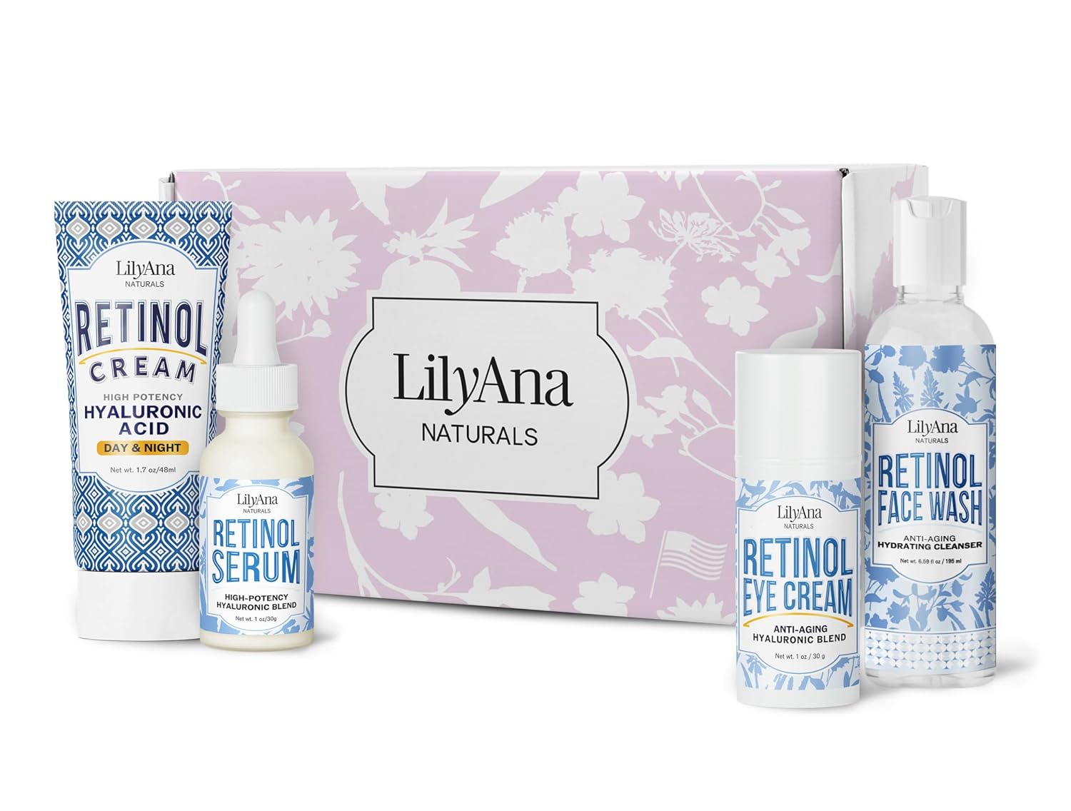 LilyAna Naturals Retinol Skin Care Set with Face Wash & Serum