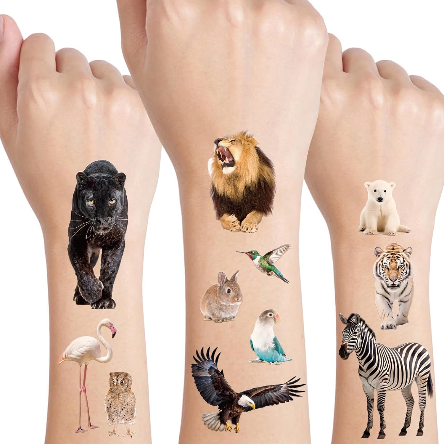 FindFunFine Wild Animal Temporary Tattoos 300+ Animal Stickers Set Realistic Creative Jungle Life Fake Tattoos Stickers For Birthday Party Supplies Party Goodie Bag Favors