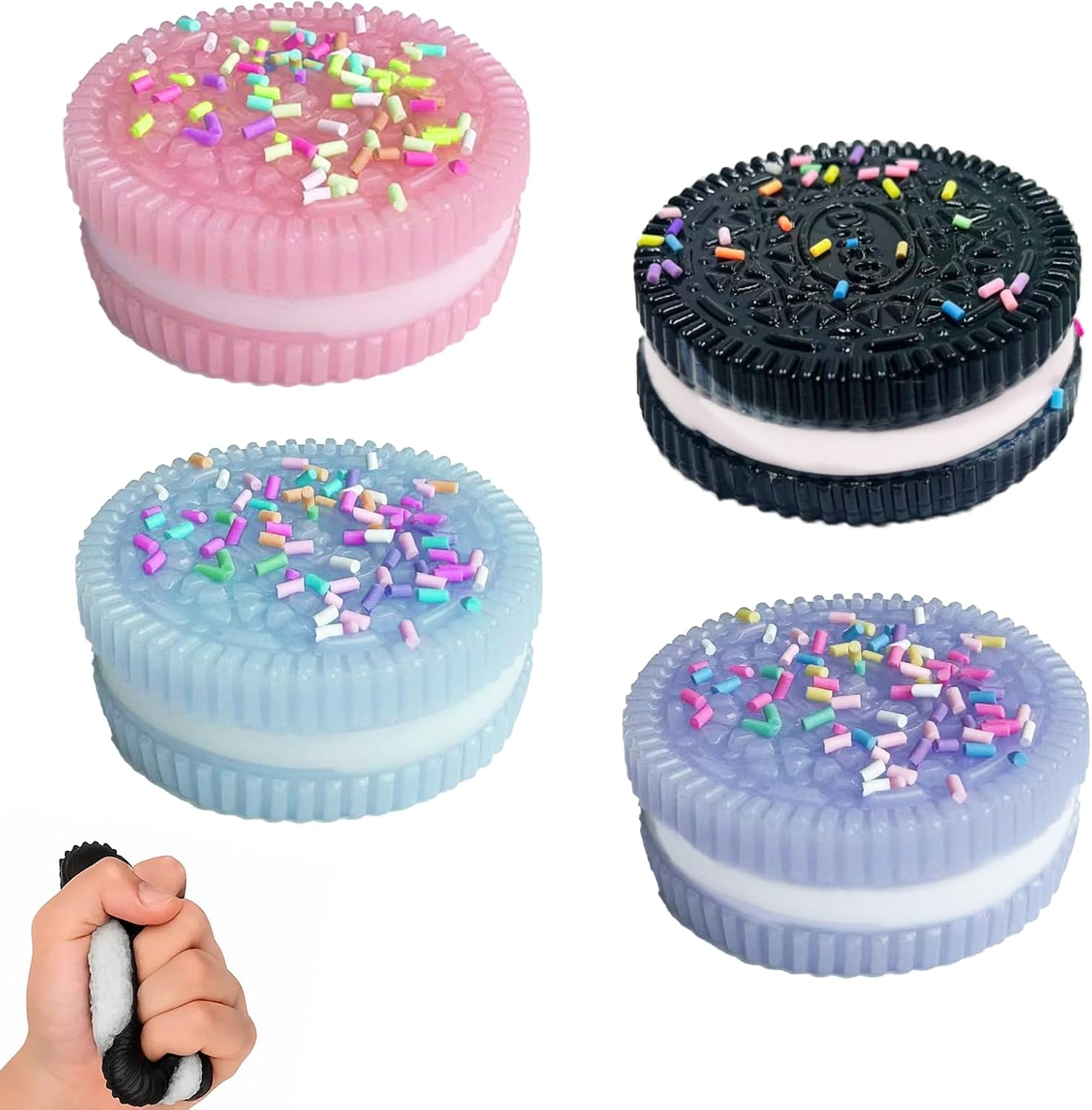 Girihe 4 PCS Oreo Squishy, Handmade Stress Taba Squishy Taba Squi shy Oreo Tabba Squishyy, Oreos Tabaa Squishyy for Kids and Adults for Valentines Gifts Birthday Gifts