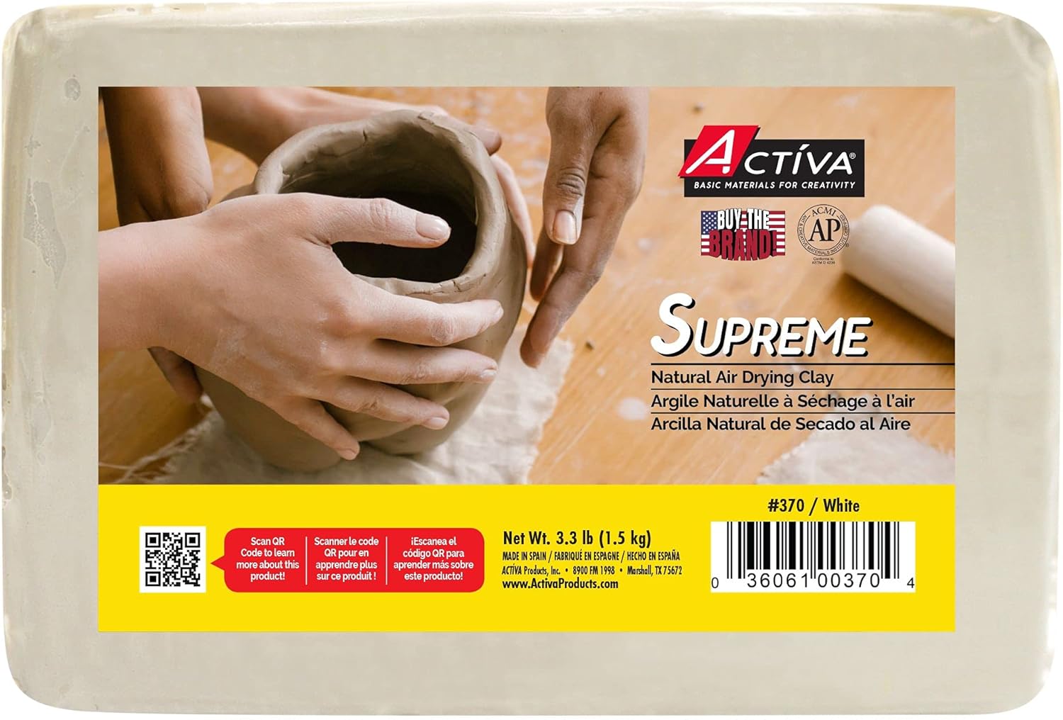 ACTIVA Supreme Artist's Air-Dry Modelling, 3.3 pounds, White Clay