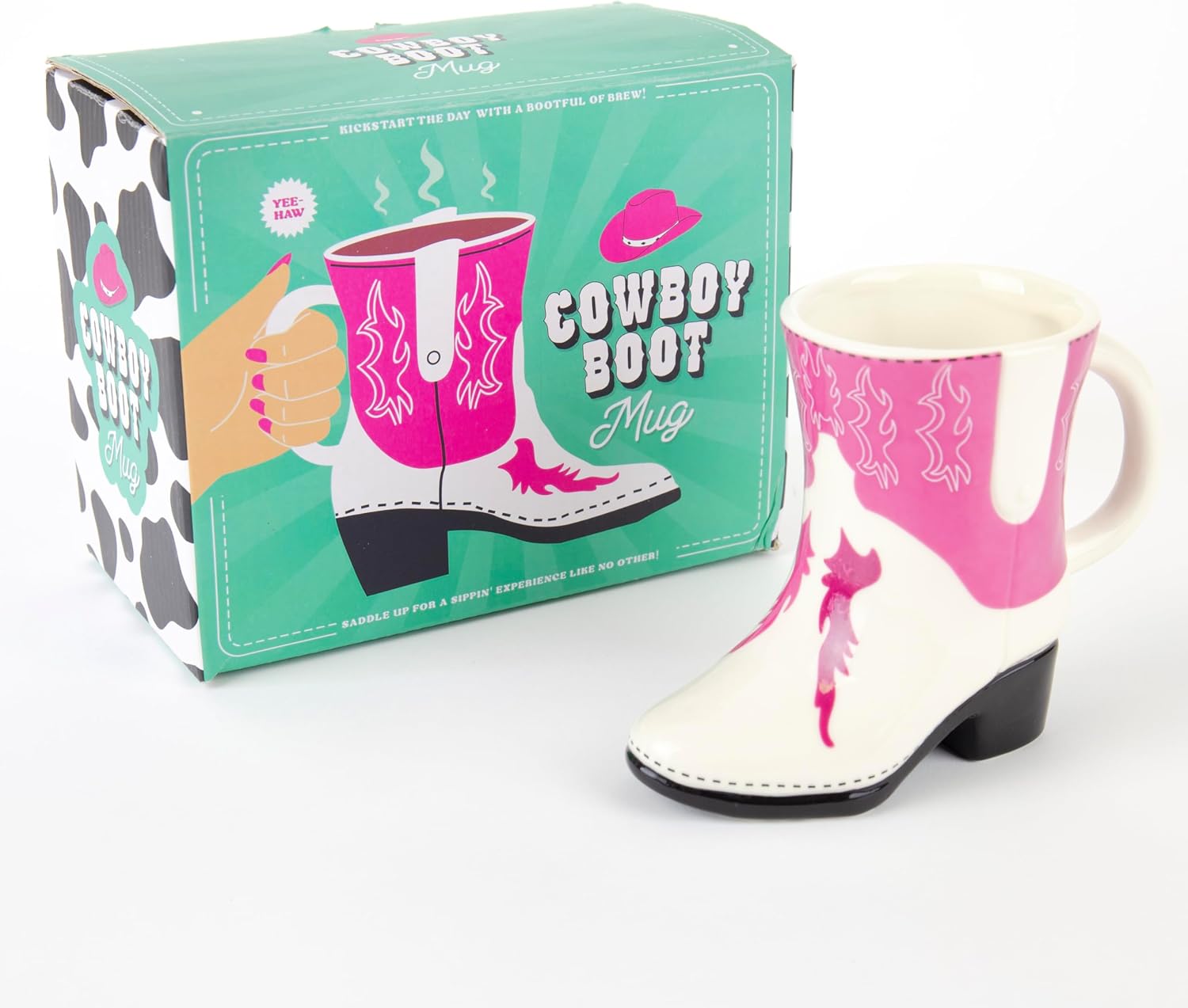 Gift Republic Cowboy Boot Mug Pink and White Novelty Coffee Cup Fun Gift Idea 300ml Ceramic Tea/Coffee/Hot Chocolate Mug Gift for Her