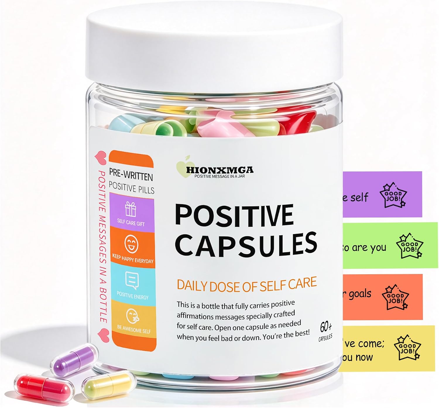 HIONXMGA 60+ Positive Affirmations Messages in a Bottle, Self Care Gifts