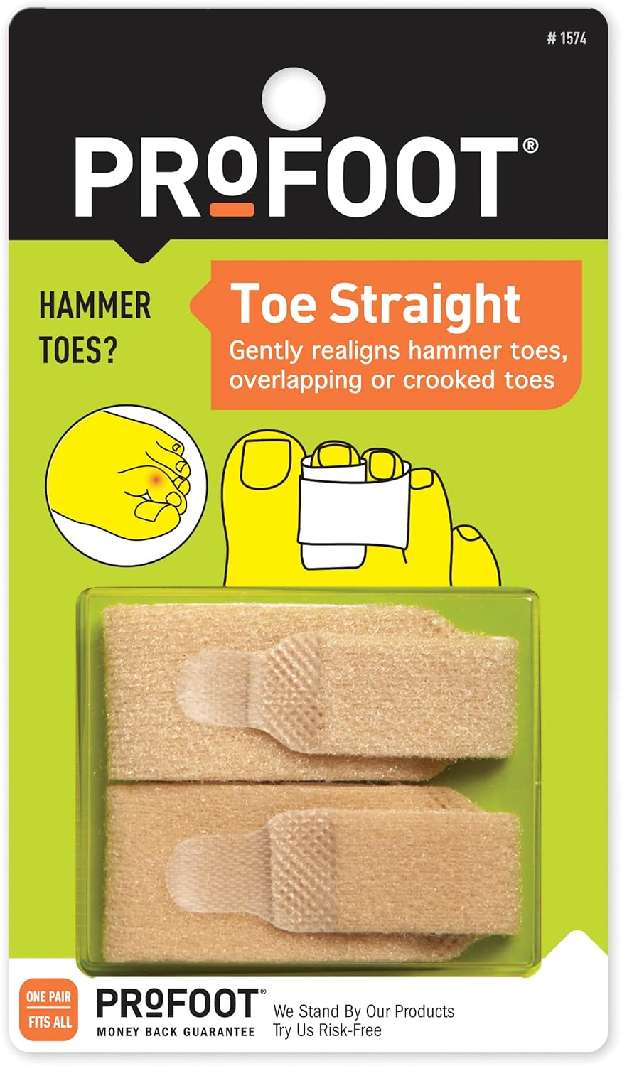 PROFOOT Toe Straight Hammertoe Wrap, Toe Straightener to Realign Overlapping or Crooked Toes, Hammer Toe Corrector for Women & Men, Non-Bulky, One Size Fits All, 1 Pair