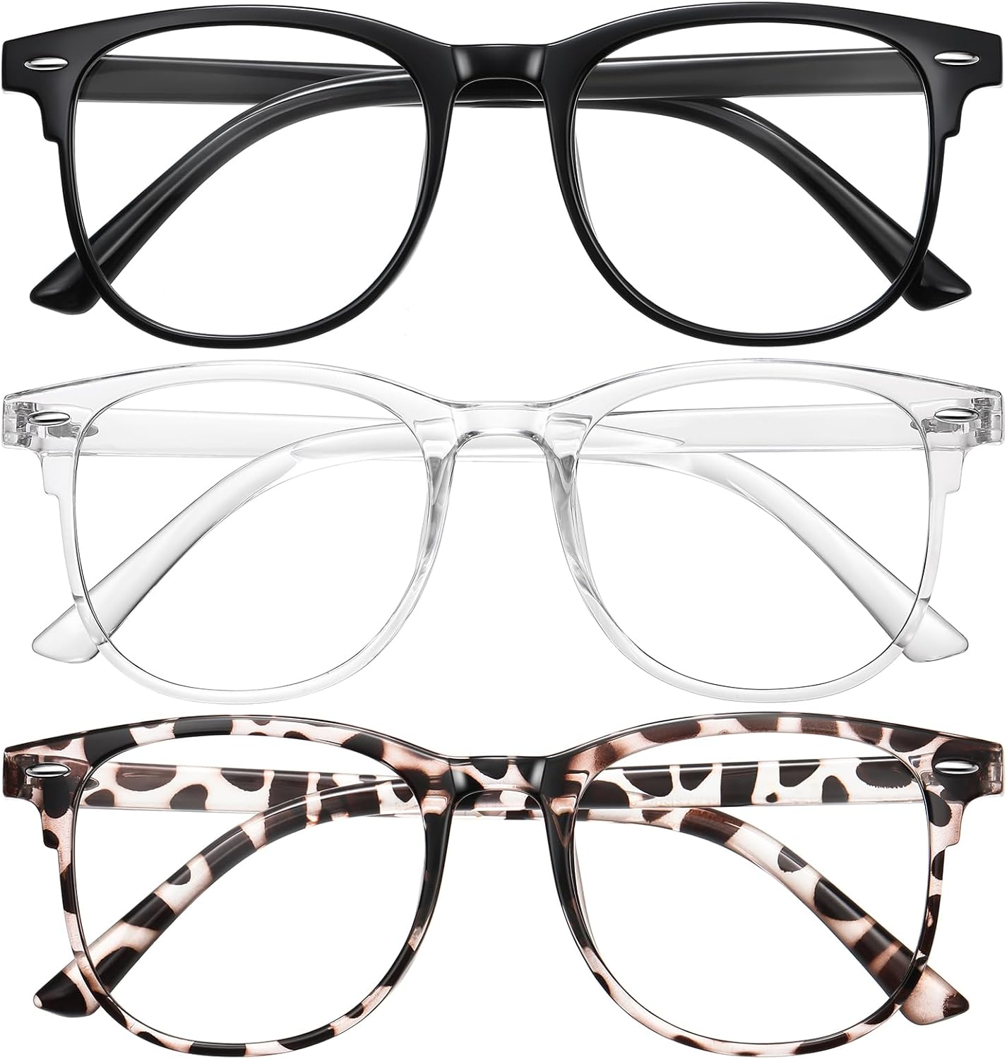 Okany 3 Pack Reading Glasses for Women Blue Light Blocking Glasses Filter UV Round Lightweight Readers Glasses for Women and Men Reader +1.5