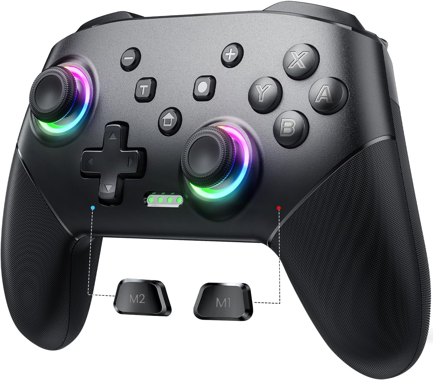 VOYEE Wireless Switch Controllers, Pro Controller for Lite/OLED/Windows PC, One-Key Pairing Gamepad with 9-Color RGB LEDs 1000mAh Battery 6-Axis Motion Wake Up Function