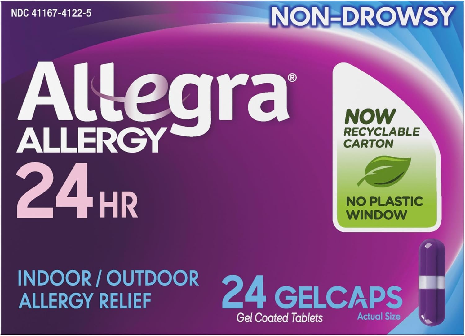 Allegra Adult 24-Hour Non-Drowsy Allergy Relief Gelcaps, 24-Count