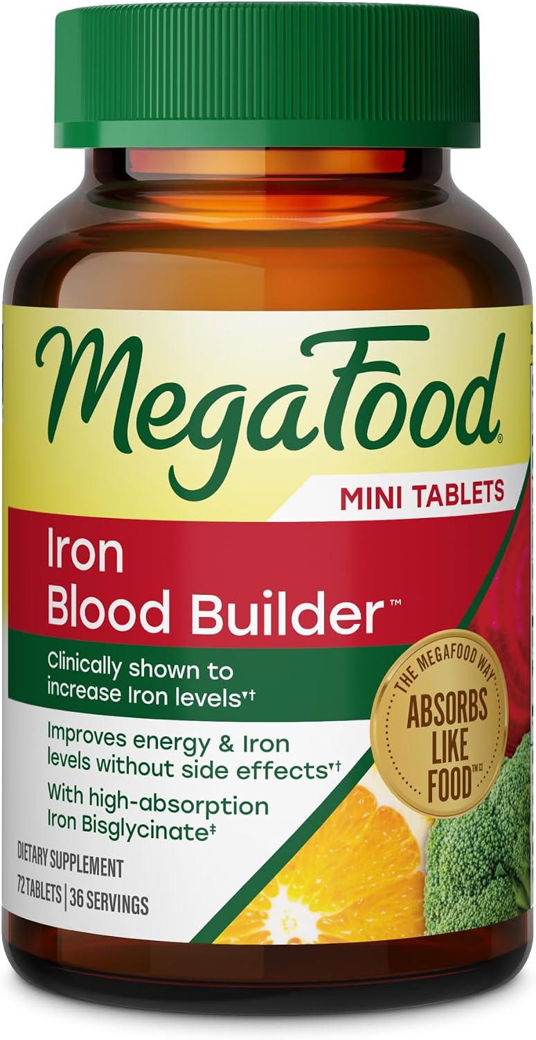 MegaFood Blood Builder Iron Supplement, Energy Support, 72 Mini Tablets