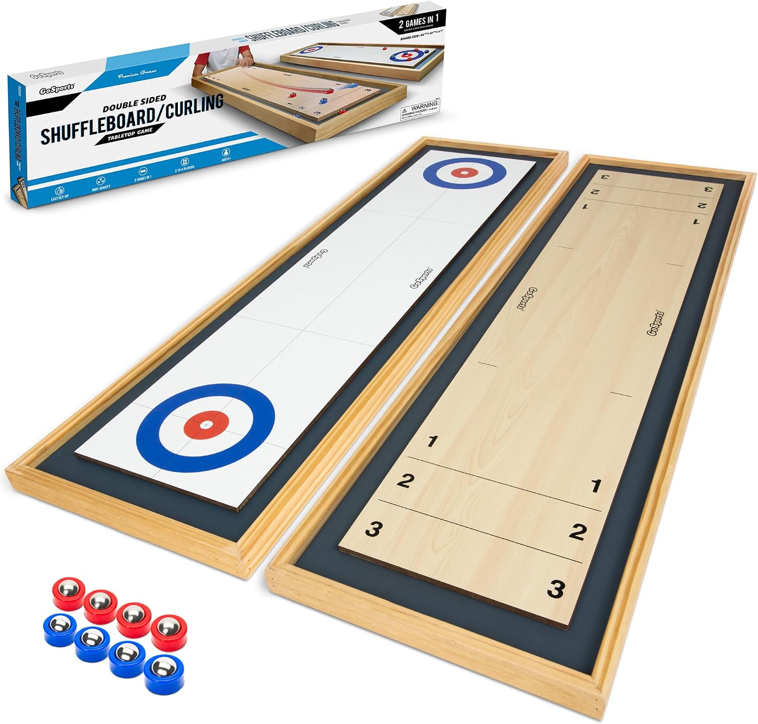 GoSports Shuffleboard and Curling 2 in 1 Tabletop Board Game