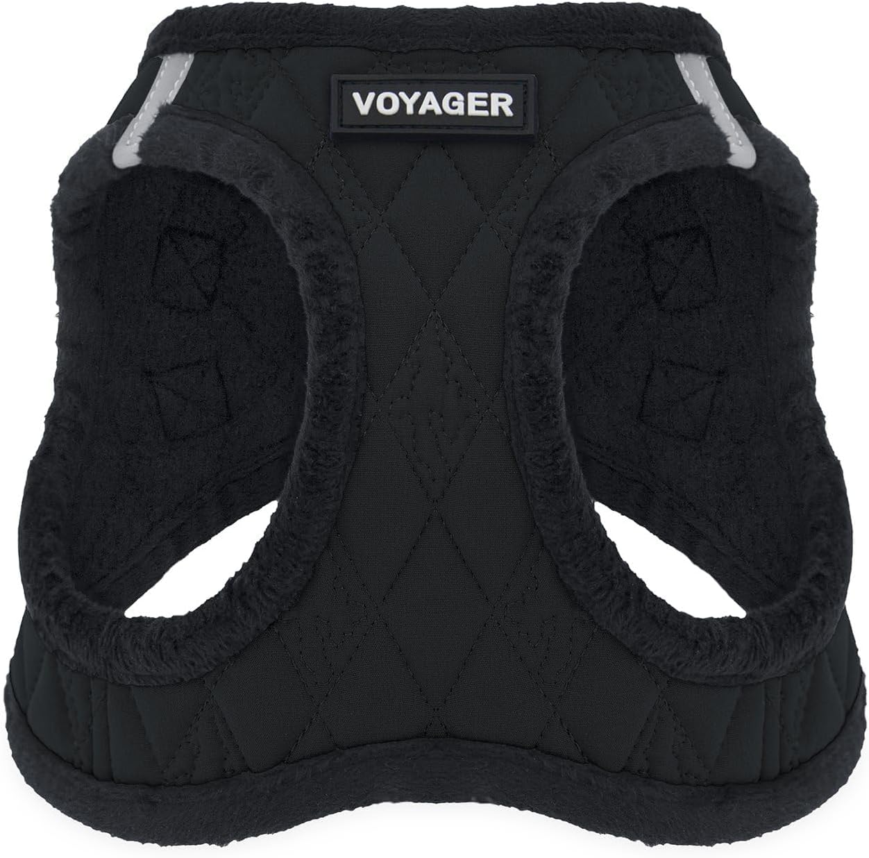 Best Pet Supplies - All Weather Mesh / Plush, Reflective, No Pull Harness for Small, Medium Dogs, Cats - Secure with Hook & Loop Fastener, Buckle, Double D-Rings - Black Plush, M