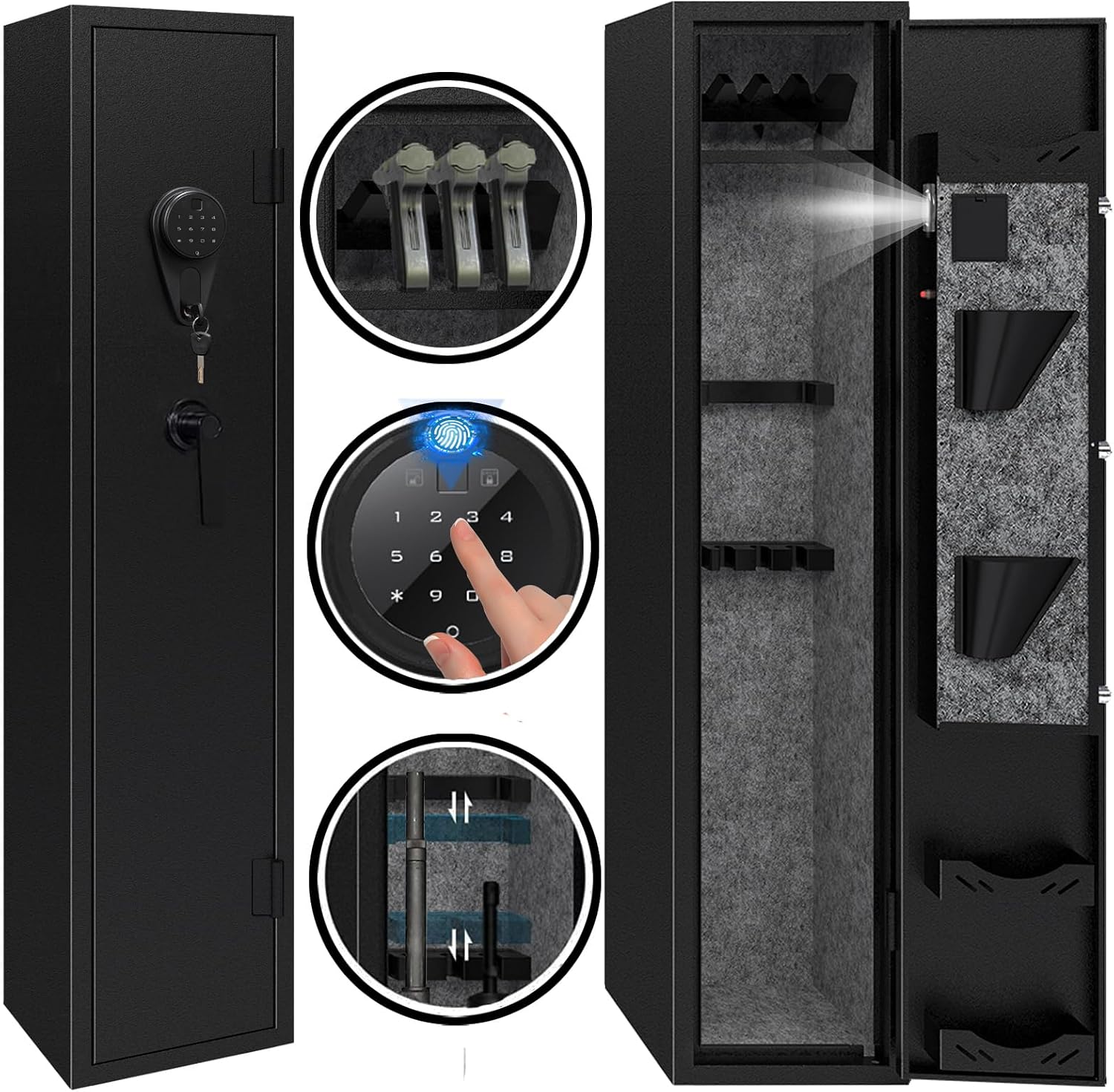 Kaer 4-5 Biometric Gun Safe for Rifles and Pistols,Long Rifle Safe for Home