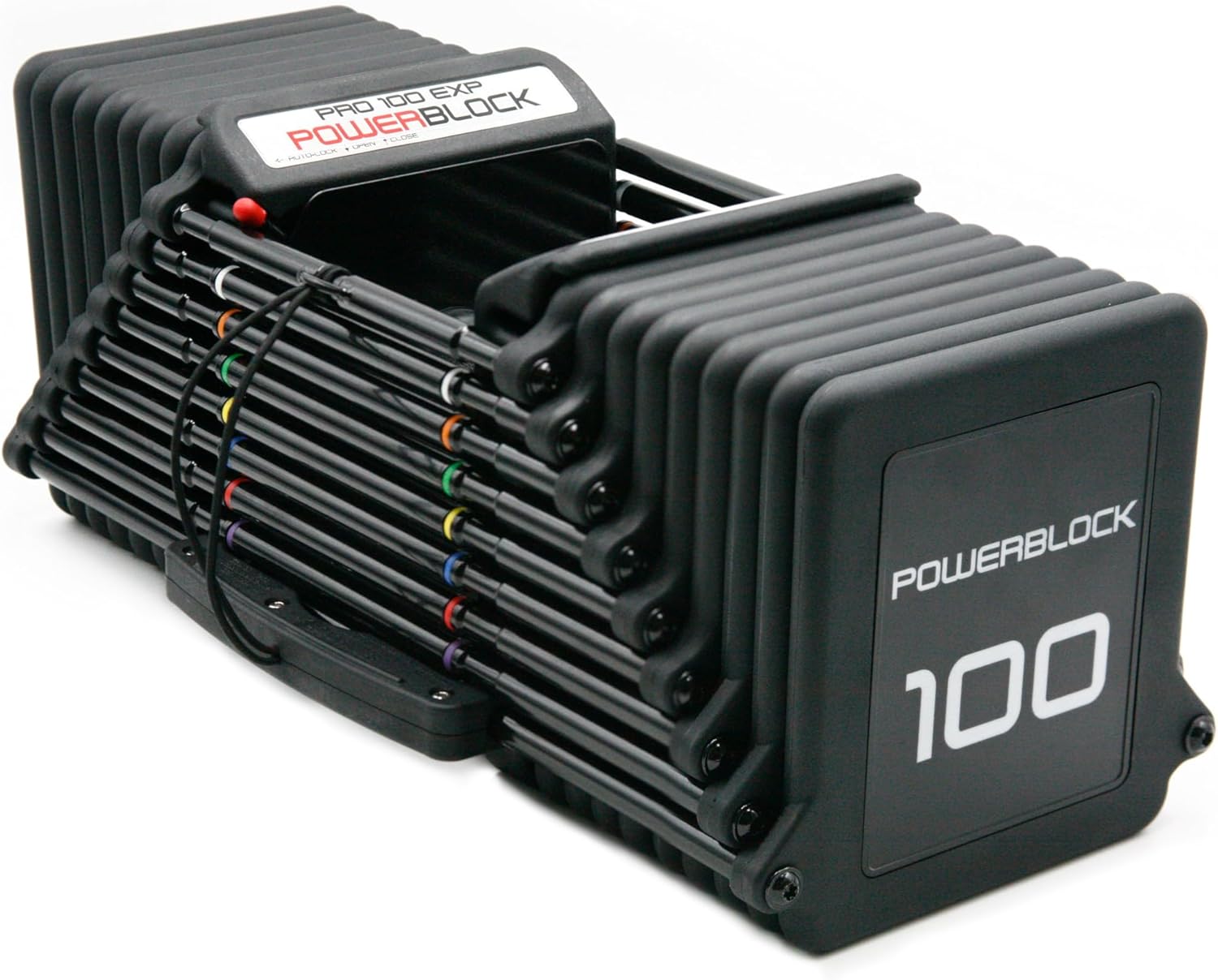 PowerBlock Pro 100 Adjustable Dumbbell, Sold as a Single Unit, 5-100 lb Dumbbell, Durable Steel Construction, Innovative Training Equipment, Strength Training
