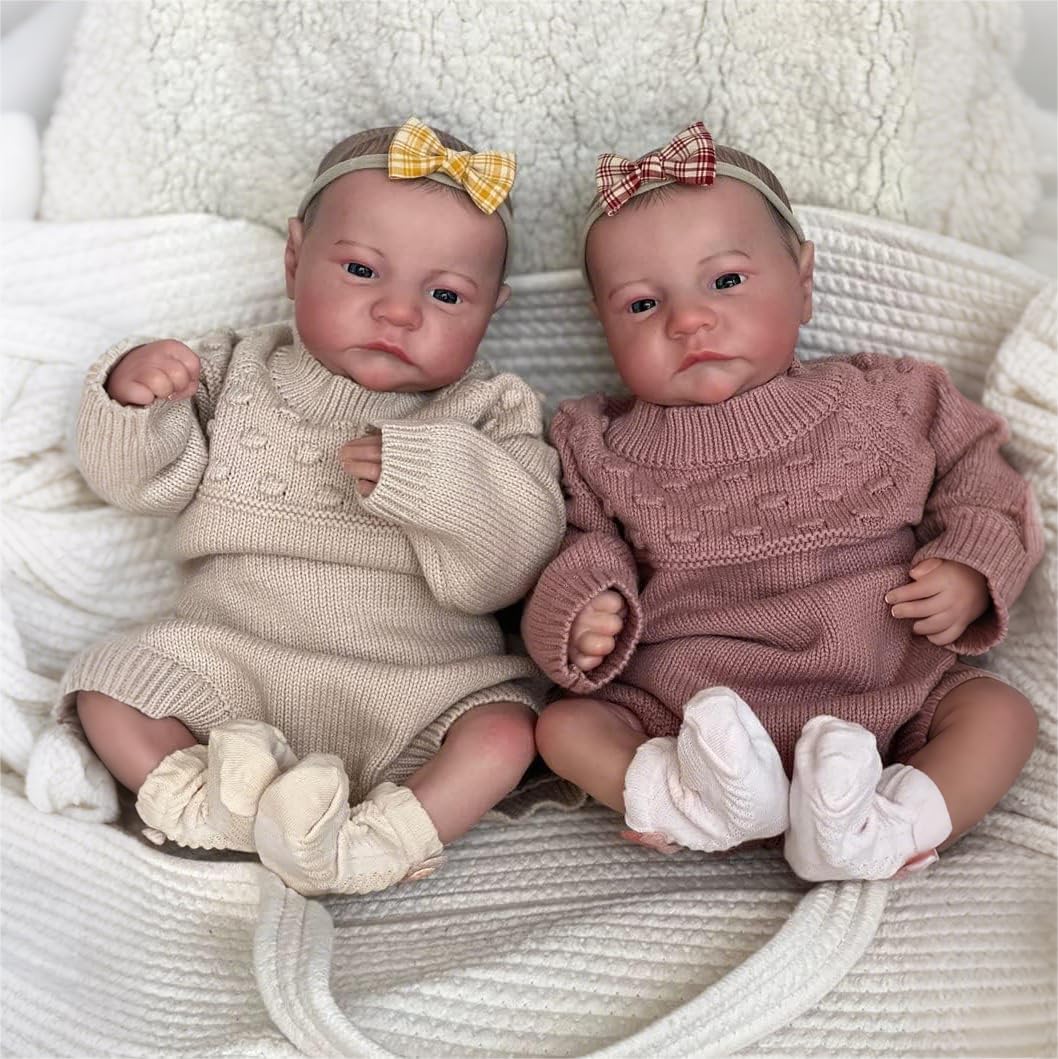 iCradle Lifelike Reborn Baby Doll 19 inch 48 cm Soft Body Realistic Look Newborn Dolls Handmade Baby Twin Doll Toy for Ages 3+