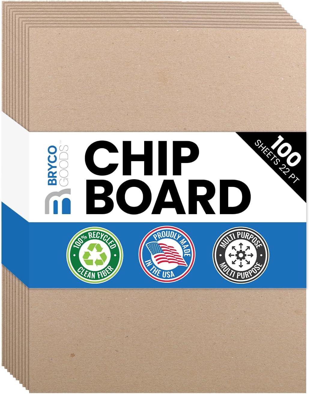 Chipboard Sheets 8.5" x 11" - 100 Sheets of 22-Point Kraft Board for Crafts, DIY Projects, and Packaging - Durable Alternative to Cardboard Sheets and MDF Board