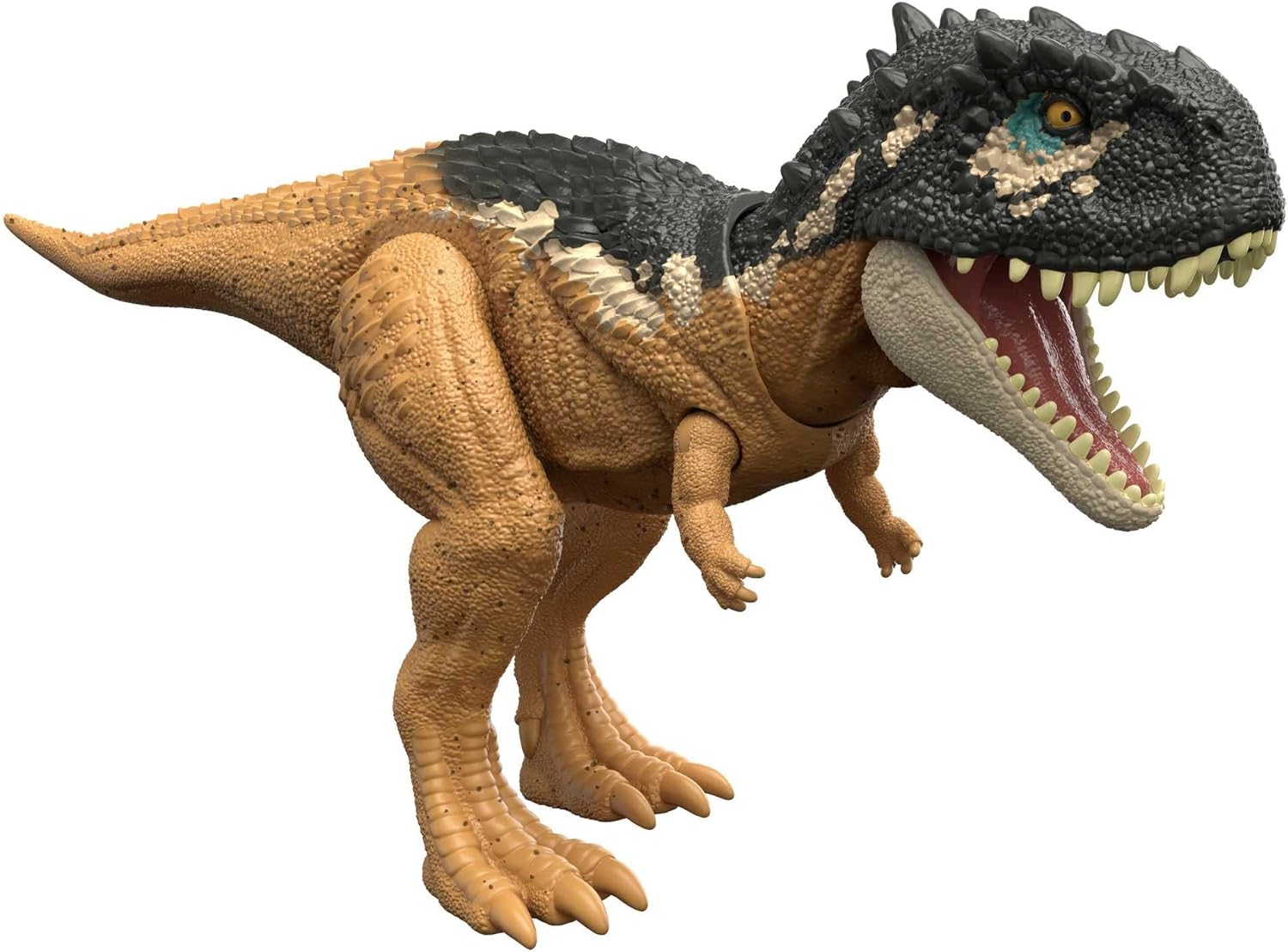 Jurassic World Dominion Roar Strikers Skorpiovenator Dinosaur Action Figure with Roaring Sound and Attack Action, Toy Gift Physical & Digital Play ​, HDX37