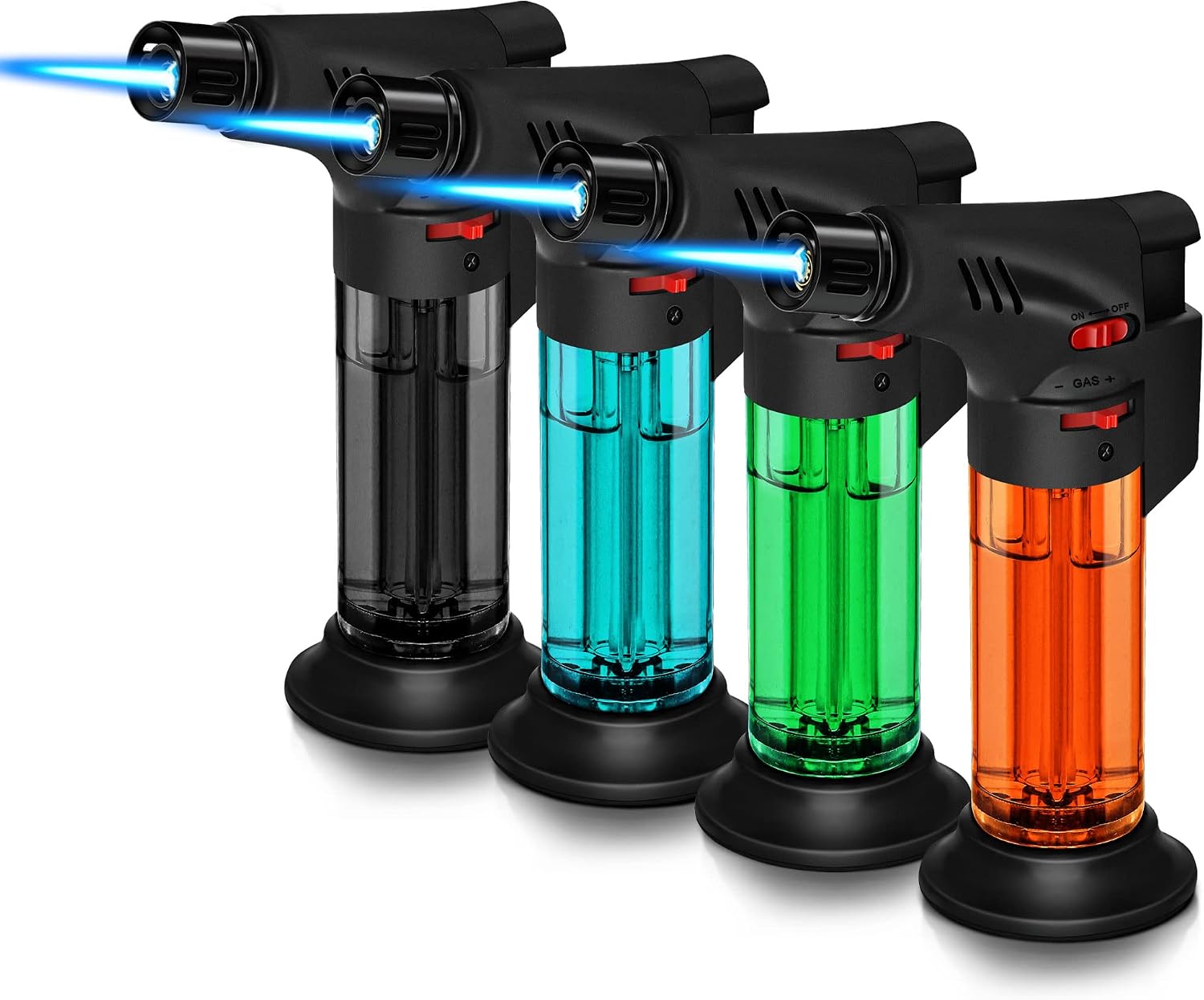 WANBRO 4 Pack of Torch Lighter, Powerful Windproof Jet Flame, Butane Gas Refill, with Safety Lock, Mini Torch Lighters for Candle, Firework (Gas not Included)