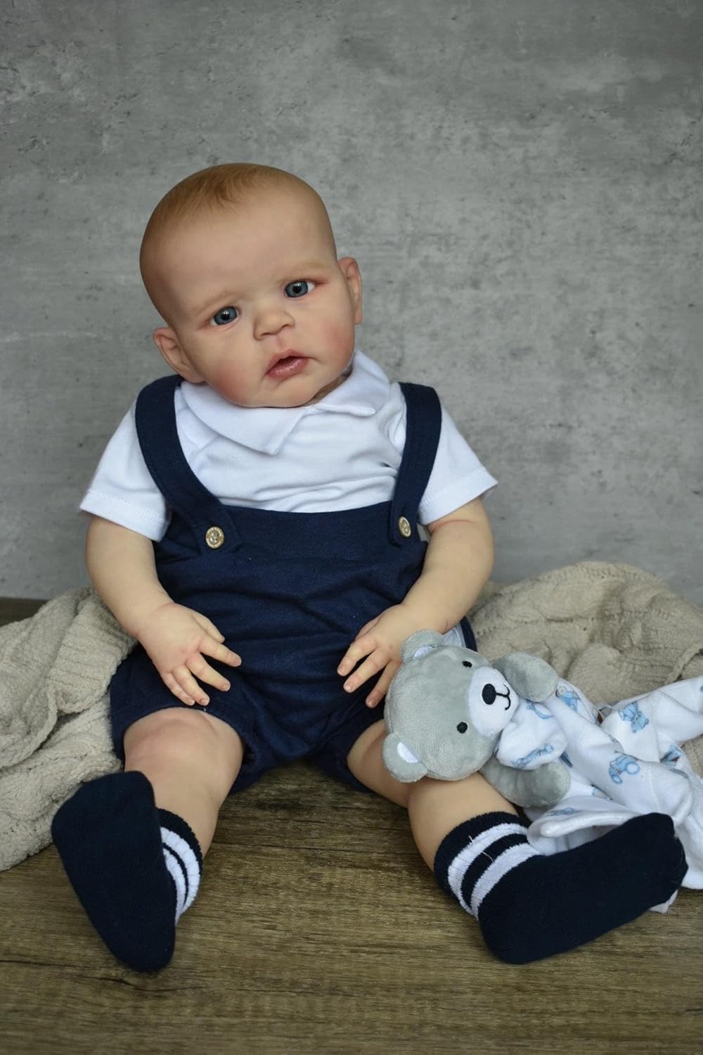 Pinky Reborn Dolls 24 inch 60 cm That Looks Real Baby Boy Doll Lifelike Silicone Vinyl with Painted Hair Newborn Soft Doll Toddlers Toys