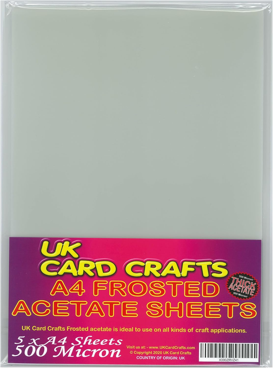 A4 Frosted Acetate 500 Micron x 5 Sheets - UKCC0239