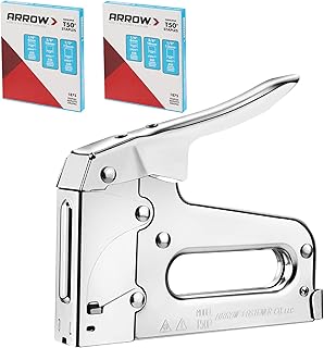Arrow T50 Heavy Duty Staple Gun Kit, All Chrome Steel Stapler, with 3750 Pieces T50 1/4", 3/8", 1/2" Staples, for Upholstery Professional Projects