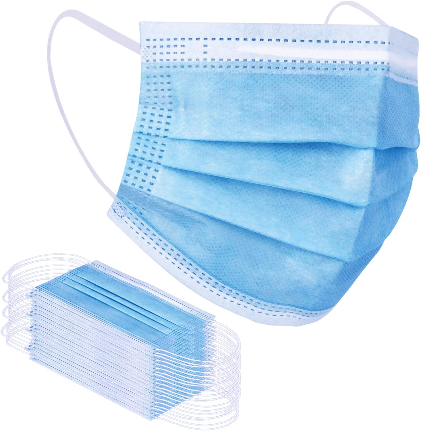 Borje Blue Disposable Face Mask 100 Pcs Blue Face Masks 3 Ply Protection Masks