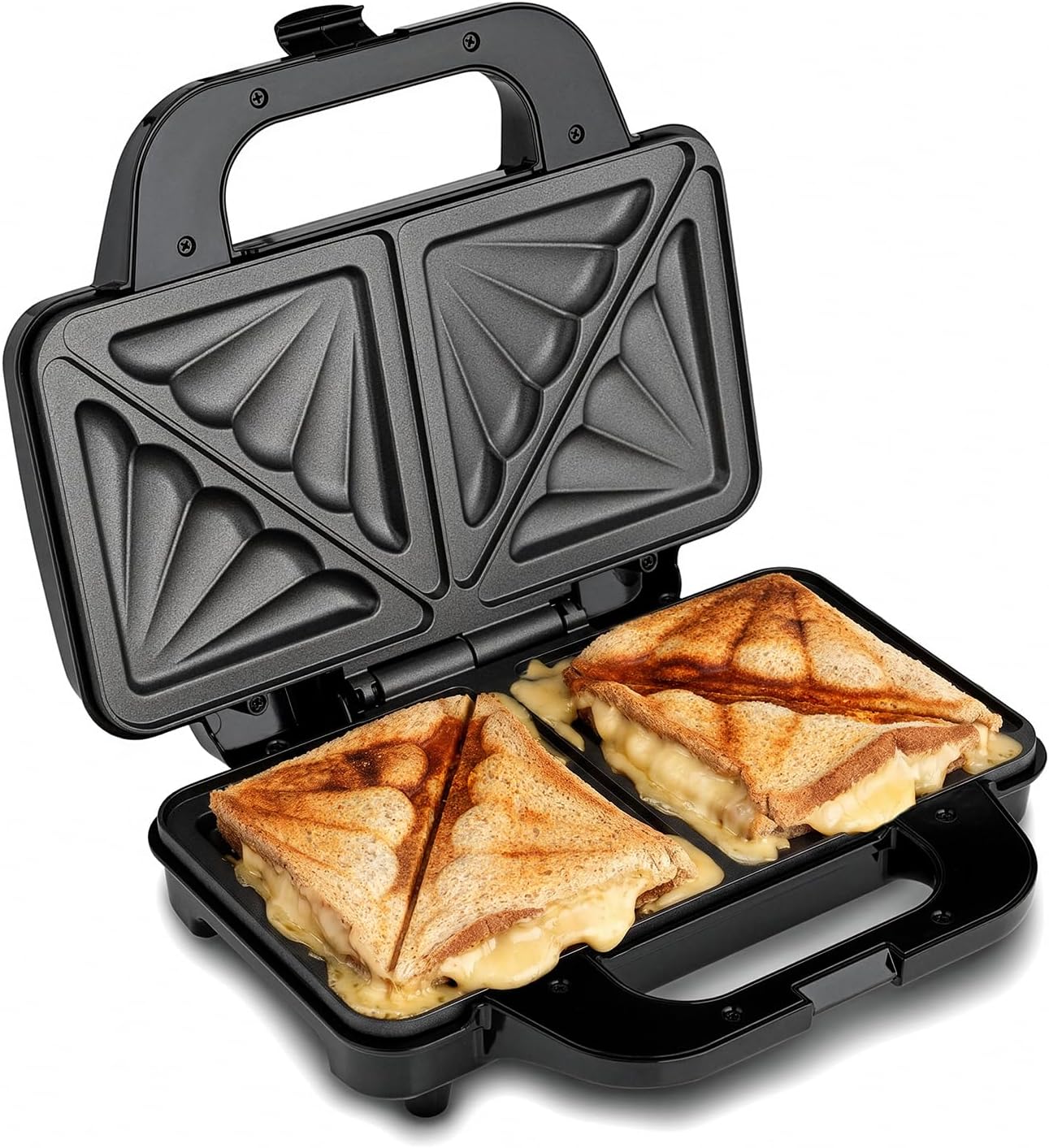 Global Gourmet by Sensio Home 4 Slice Sandwich Toaster Black - Premium Deep Fill Toastie Maker, 900W Sandwich Maker Electric Grill Press - Non Stick Hot Plates for Toasted Bread & Panini