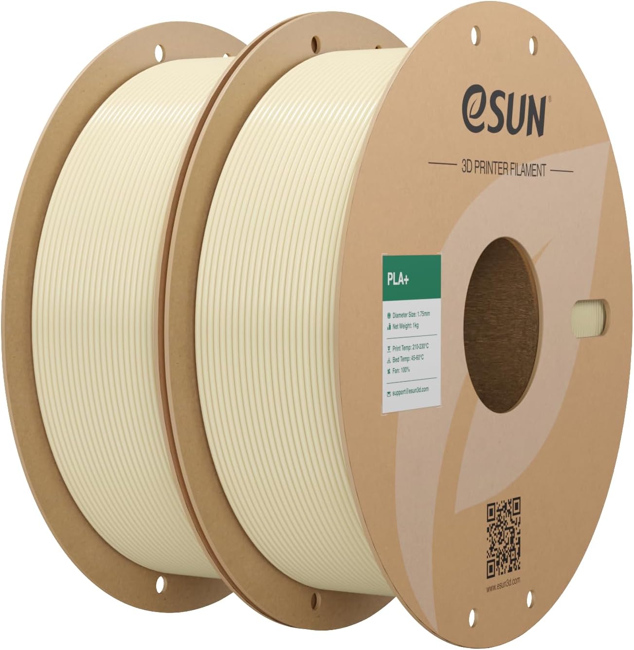 eSUN PLA+ Filament 2KG, Enhanced Toughness, Bone White and Bone White