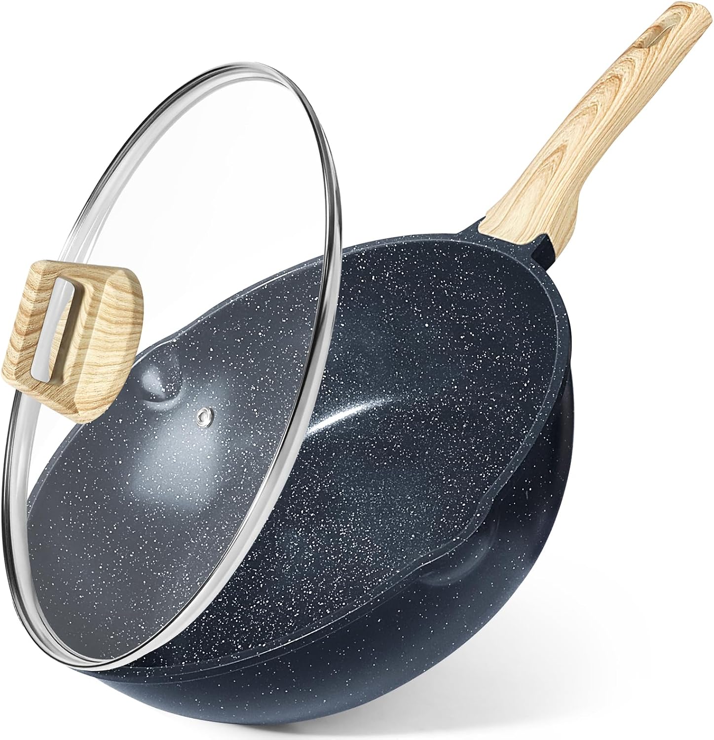 GiPP Nonstick Frying Pan Skillet with Lid, 30CM 5.1L Deep Frying Pan,Ceramic Saute Pan,Stay-Cool Handle,Induction Pan, Healthy Non Toxic Cooking Pan,Gray
