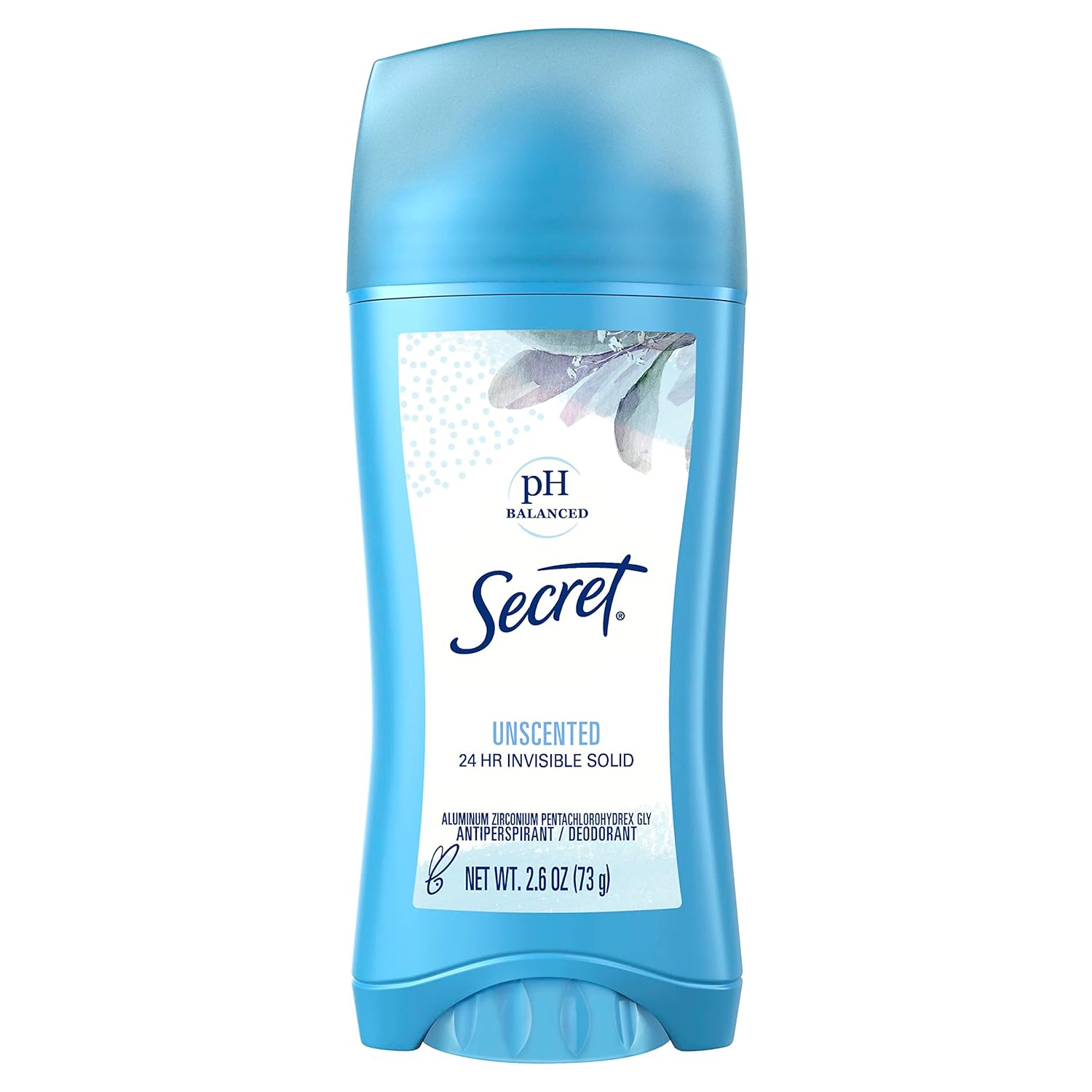 Secret Antiperspirant and Deodorant for Women, 24hr Sweat & Odor Protection, PH Balanced Protection, Gentle on Skin, Invisible Solid, Unscented, 2.6 oz
