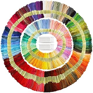 Caydo Embroidery Floss 50 Skeins Embroidery Thread, Rainbow Color Friendship Bracelet String with 12 Pieces Floss Bobbins for Bracelet Making, Sewing Crafts