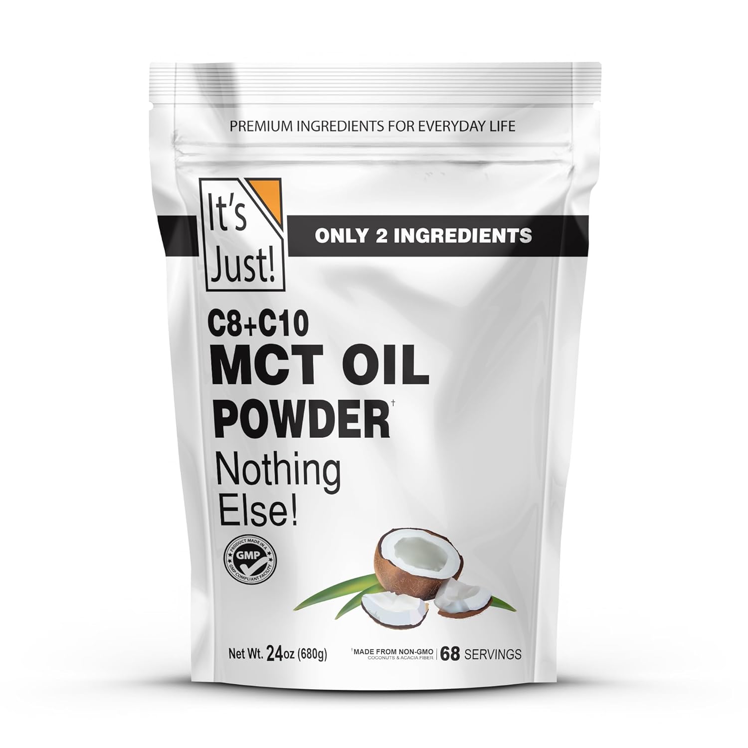 It's Just - MCT Oil Powder w/Prebiotic Fiber (1.5lbs) 70% C8 + 30% C10, Fast Fuel for Body & Brain Health, Keto Coffee Creamer, Non-GMO, 24oz